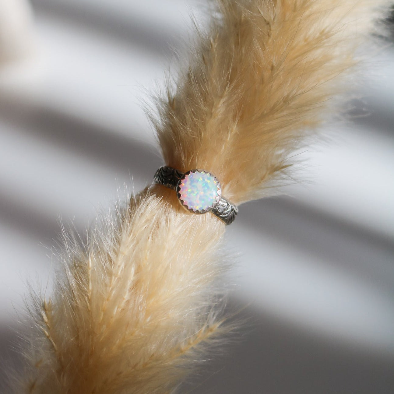 Sweetwater Stacking Ring in White Opal // Made to Order