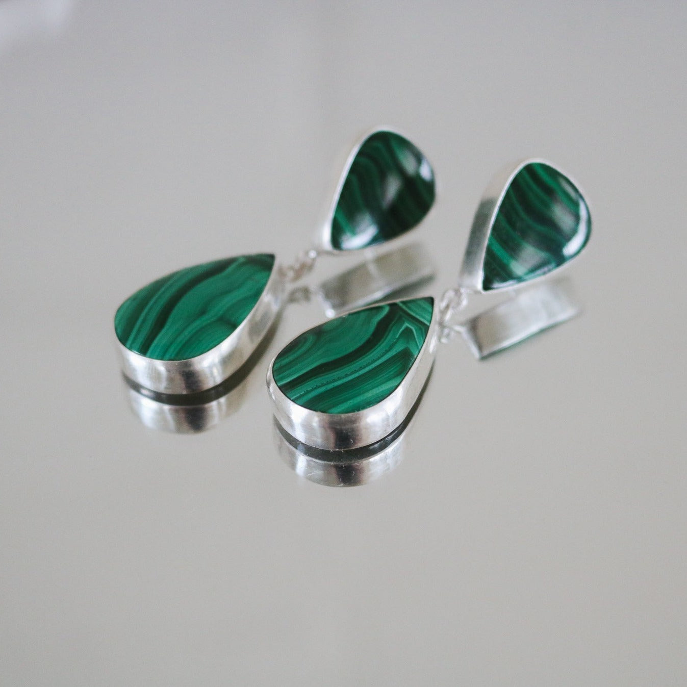 Malachite Double Drop Earrings // One of a Kind