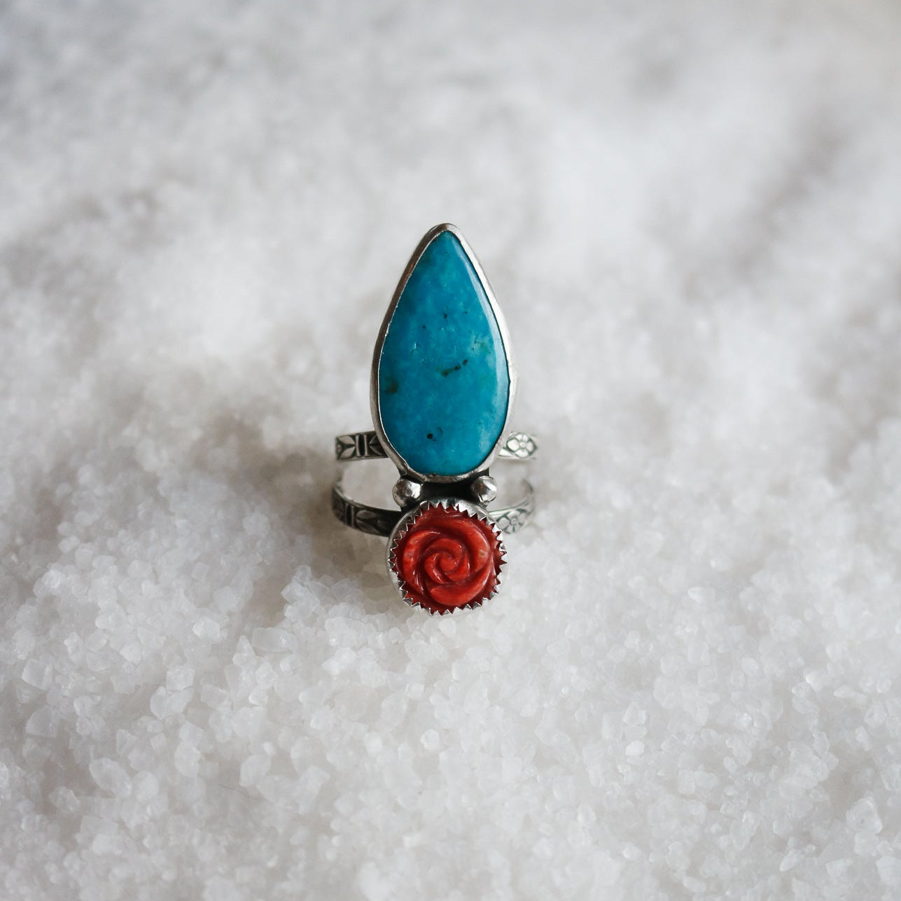 Spiny Rose + Kingman Turquoise Ring - Size 8 // One of a Kind