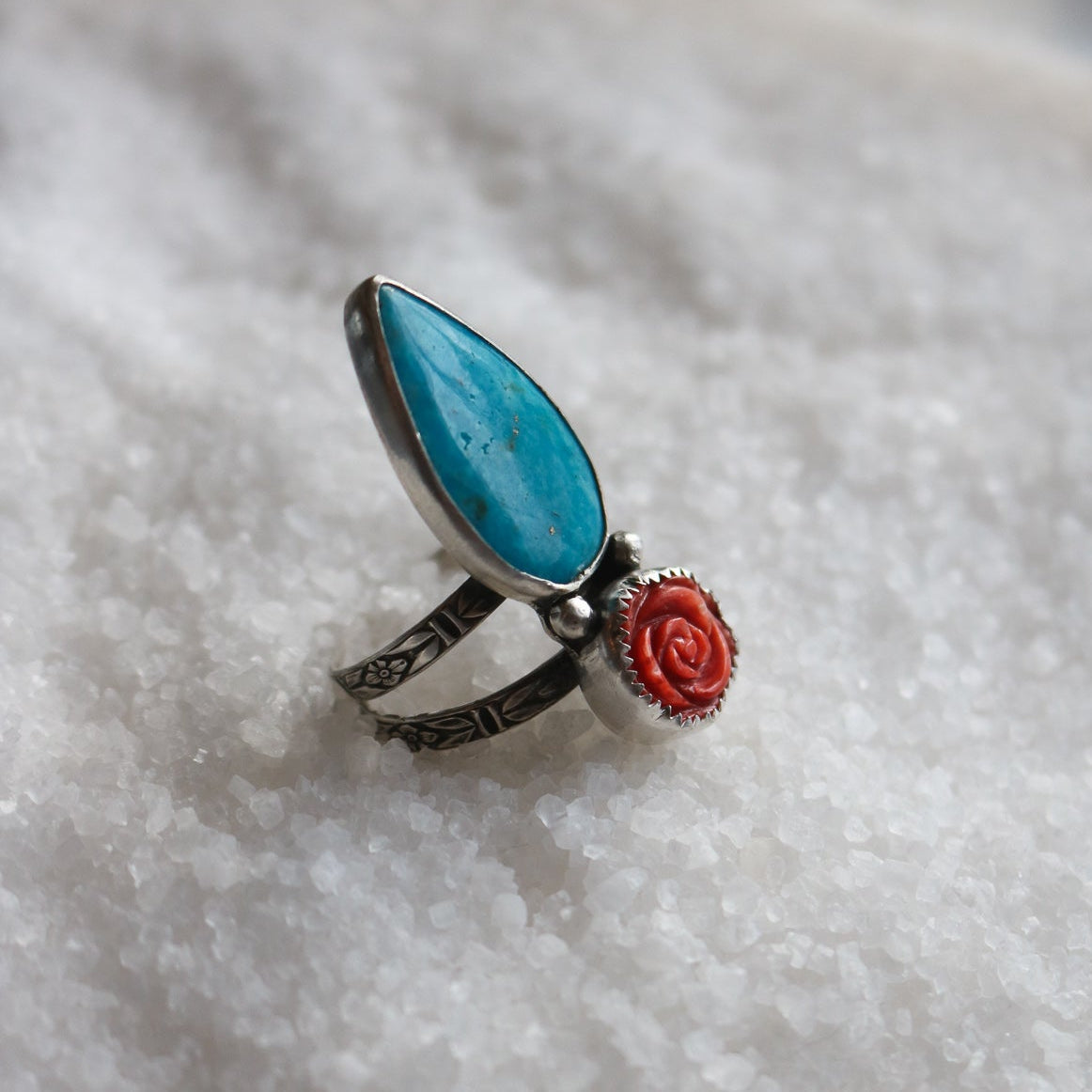 Spiny Rose + Kingman Turquoise Ring - Size 8 // One of a Kind