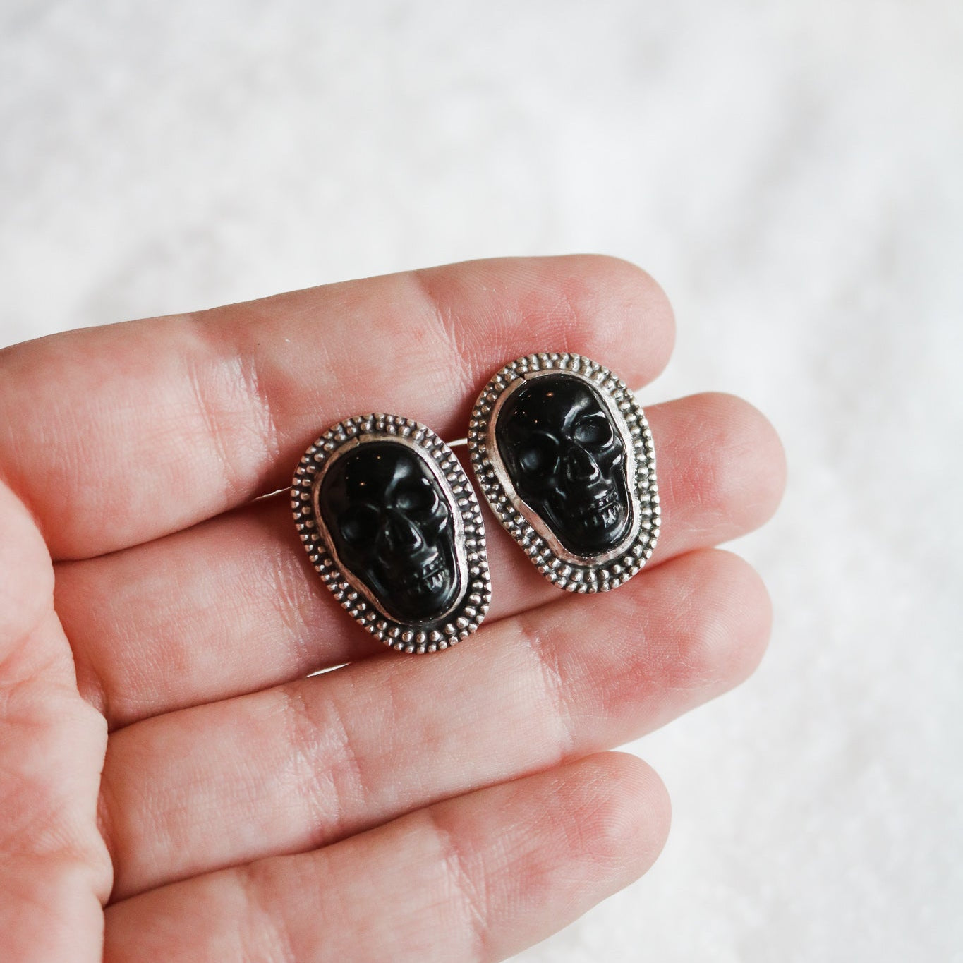 Onyx Skull Studs // One of a Kind