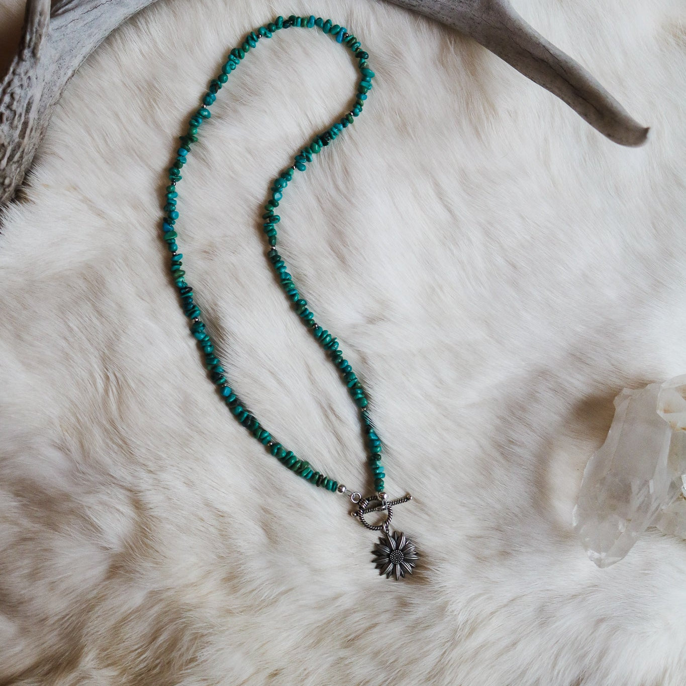 'Flora' Turquoise Beaded Toggle Necklace // One of a Kind
