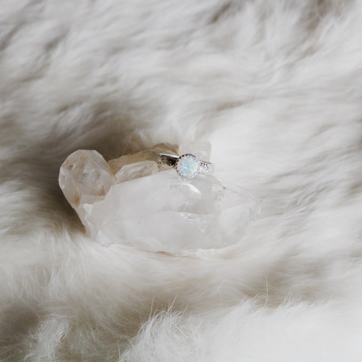 Sweetwater Stacking Ring in White Opal // Made to Order