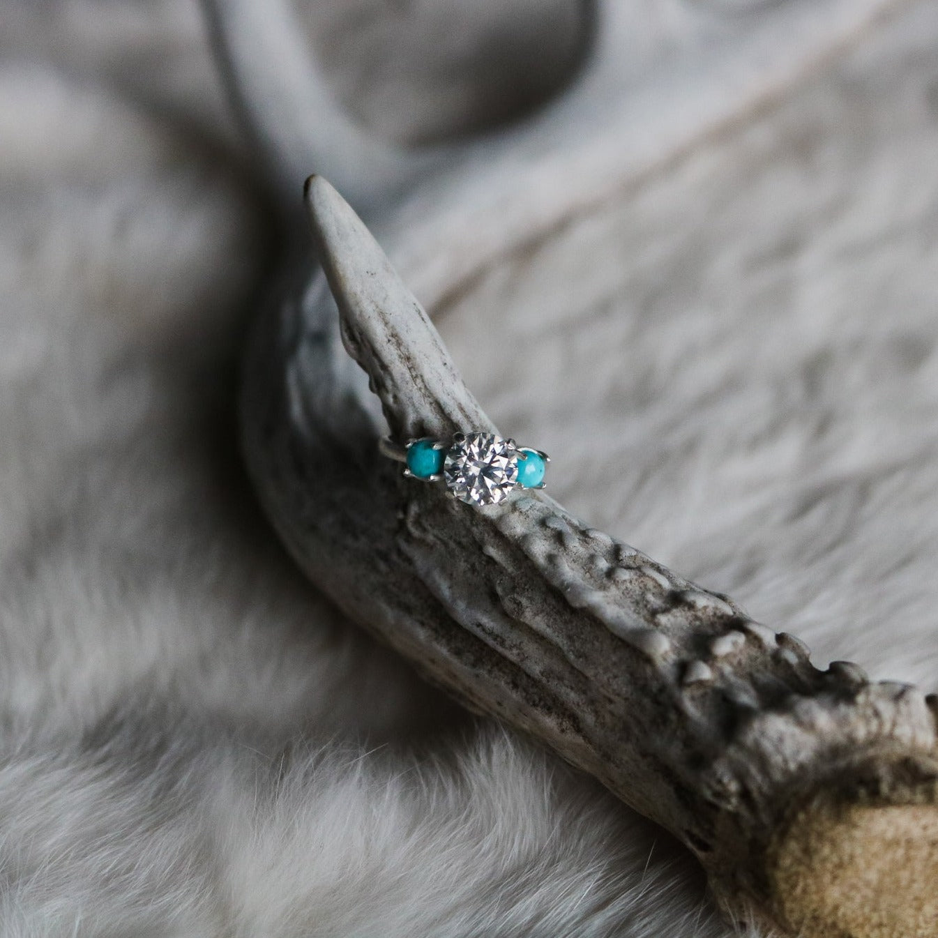 ‘Celeste’ Diamond + Turquoise Engagement Ring // Made to Order