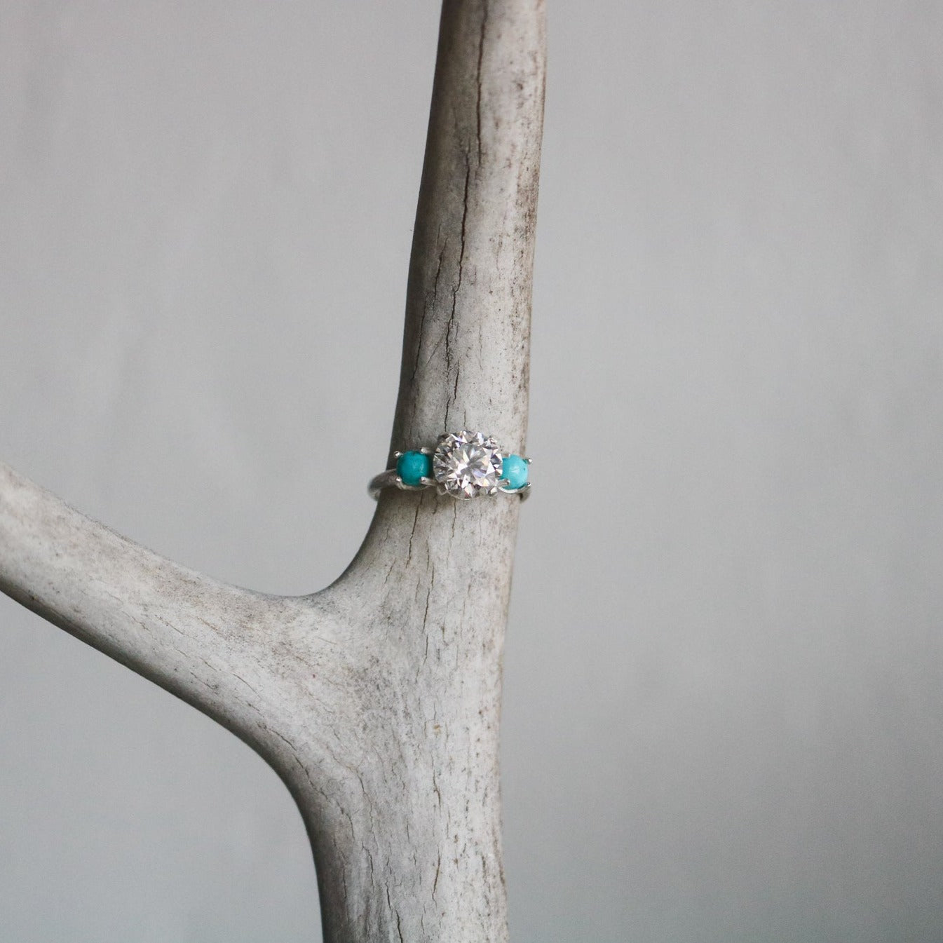 ‘Celeste’ Diamond + Turquoise Engagement Ring // Made to Order