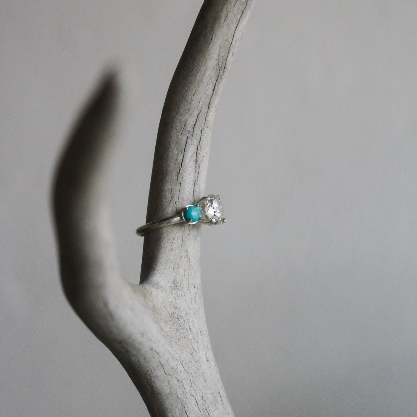 ‘Celeste’ Diamond + Turquoise Engagement Ring // Made to Order