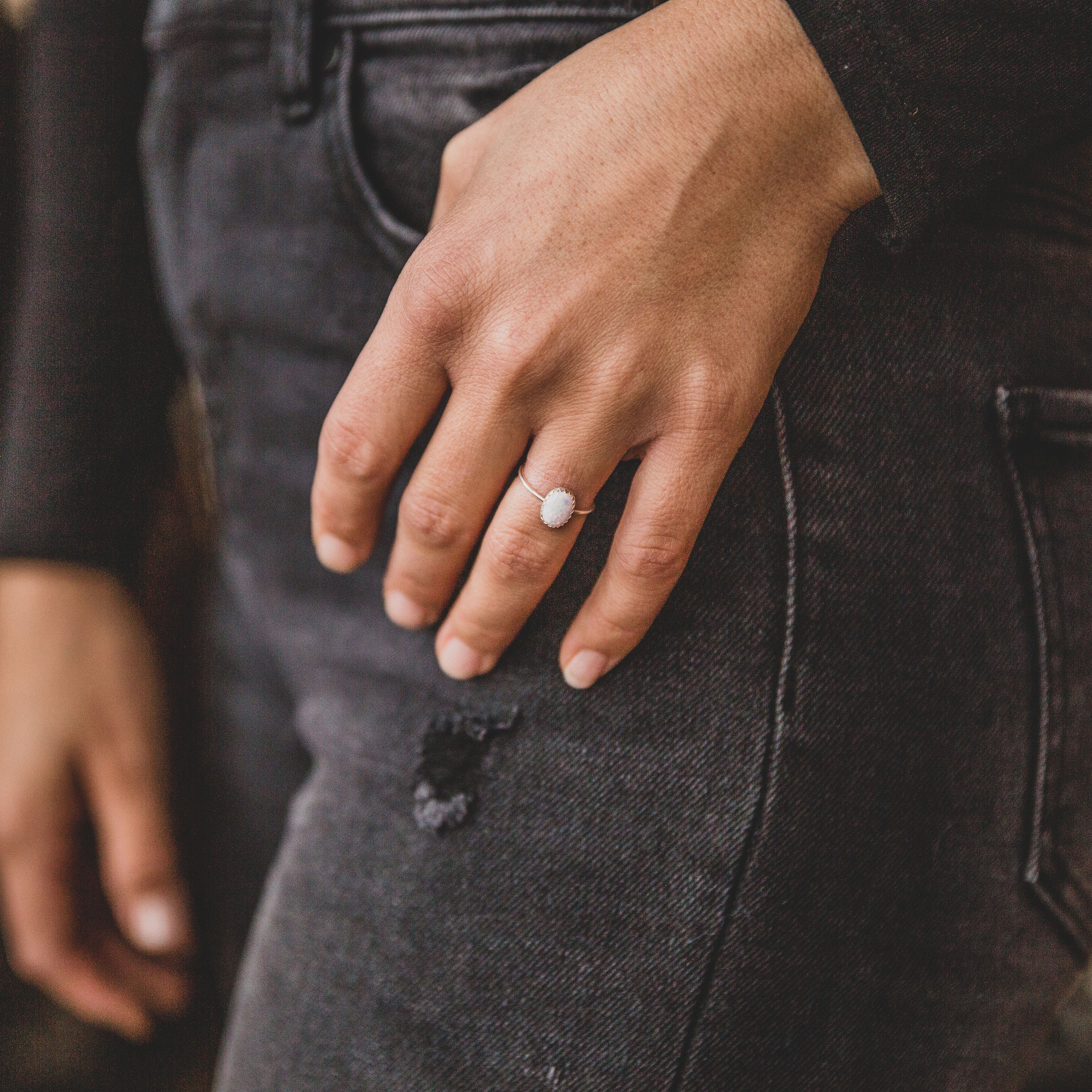 Durango Stacking Ring in White Opal