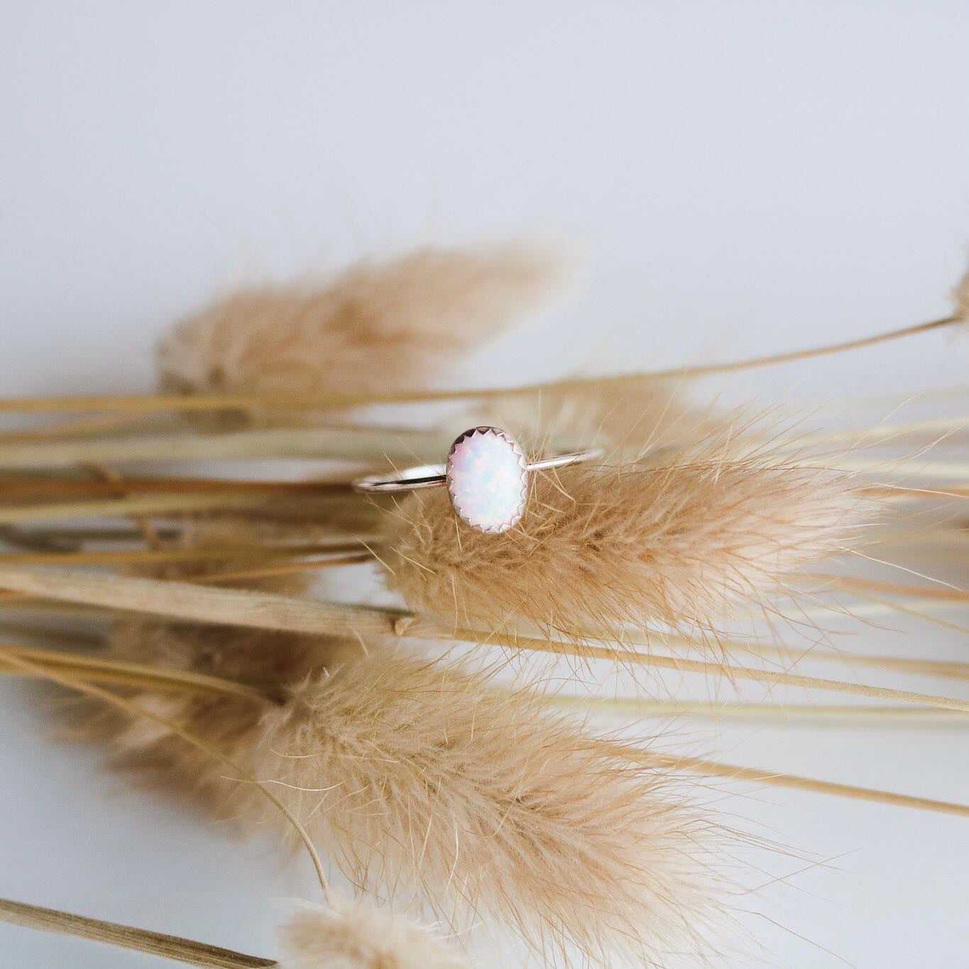 Durango Stacking Ring in White Opal