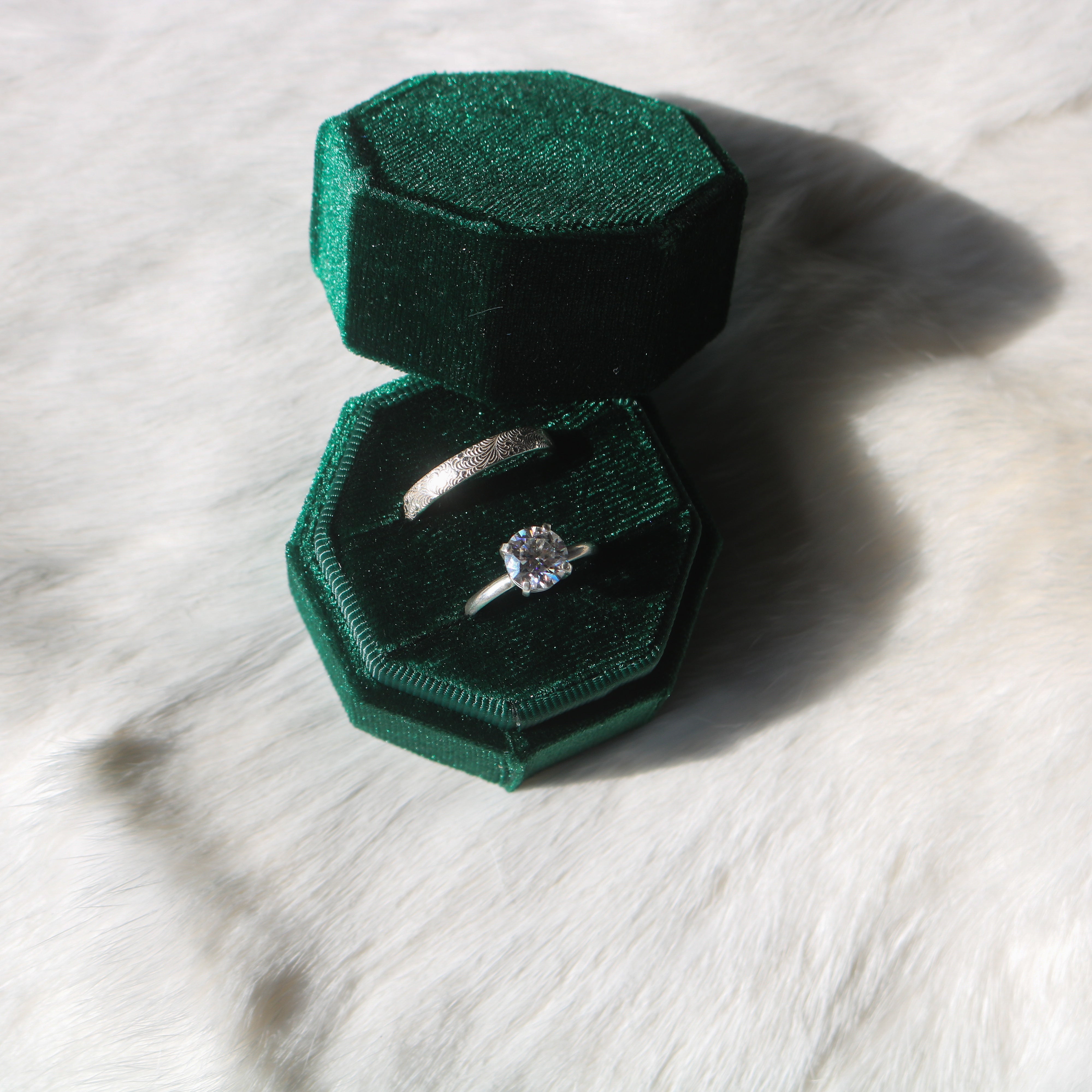 Diamond + Sterling Silver Engagement & Wedding Ring Set // Made to Order