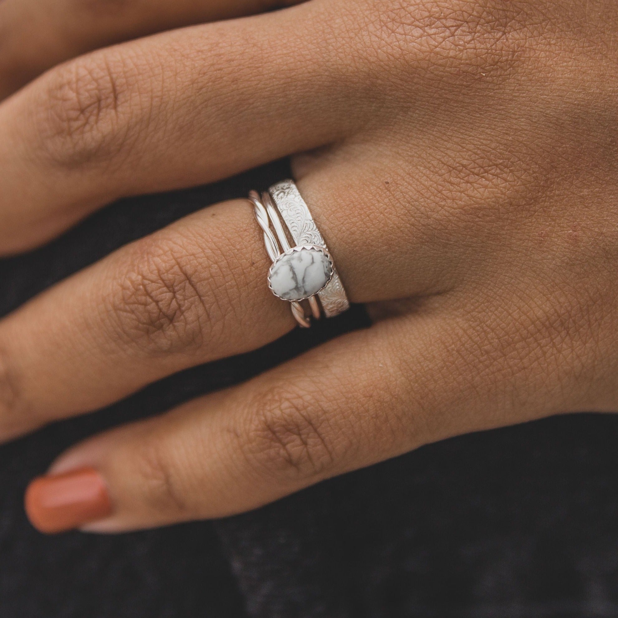 Durango Stacking Ring Set in ‘White Buffalo'