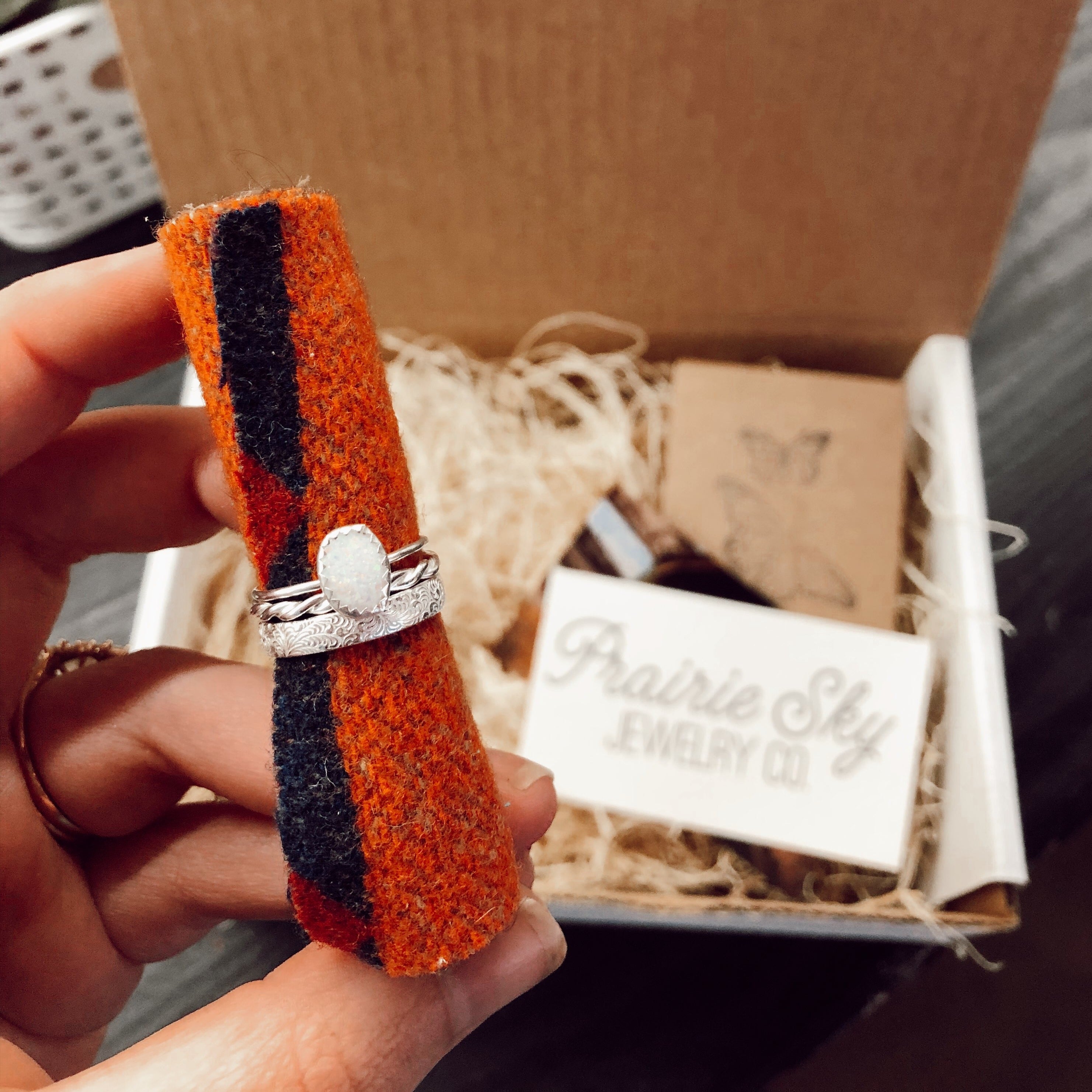 Durango Stacking Ring Set in White Opal