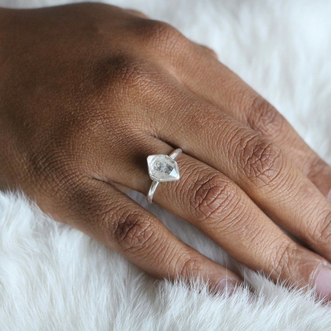 Herkimer Diamond + Sterling Silver Engagement Ring // Made to Order
