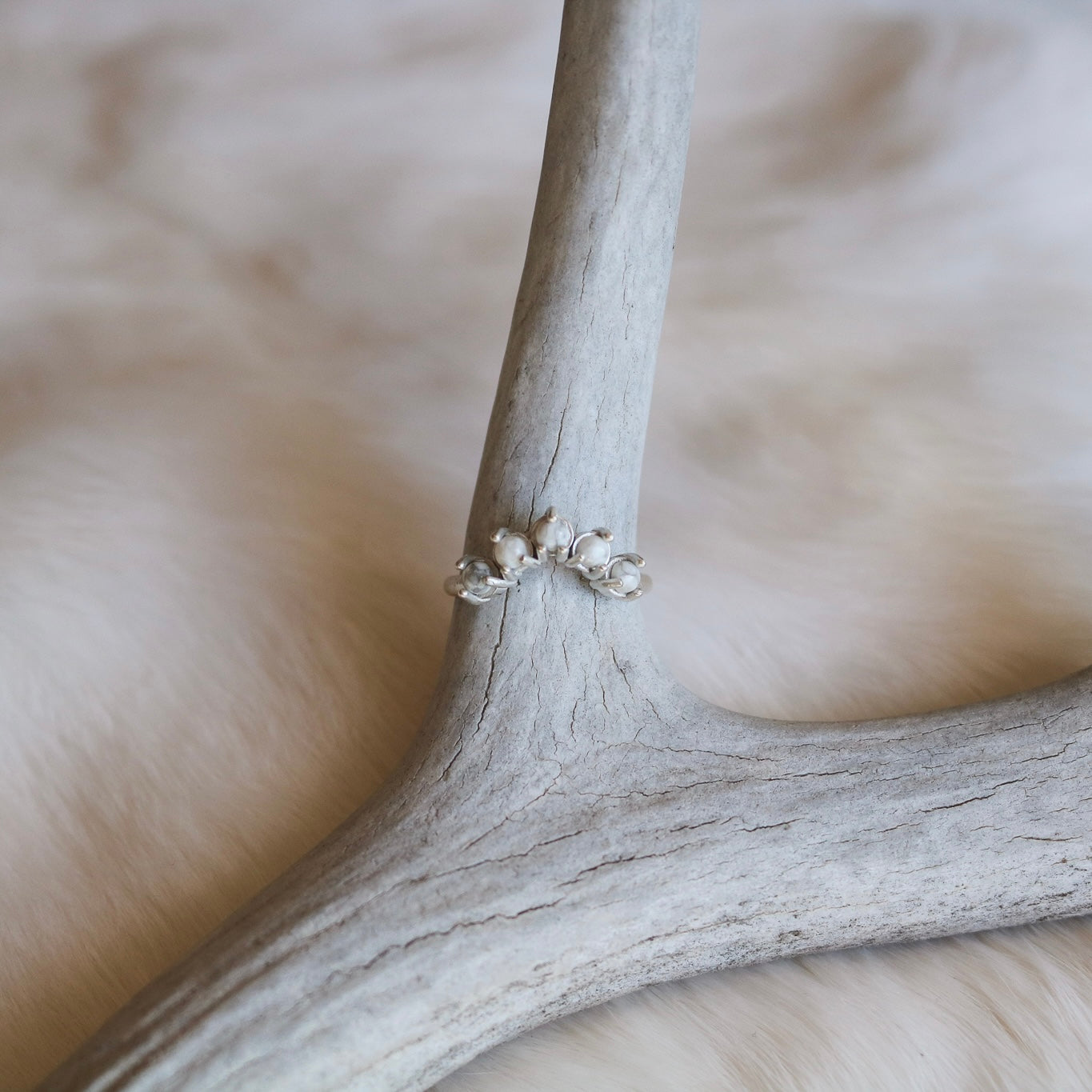 'Arabella' Curved ‘White Buffalo’ Ring // Made to Order