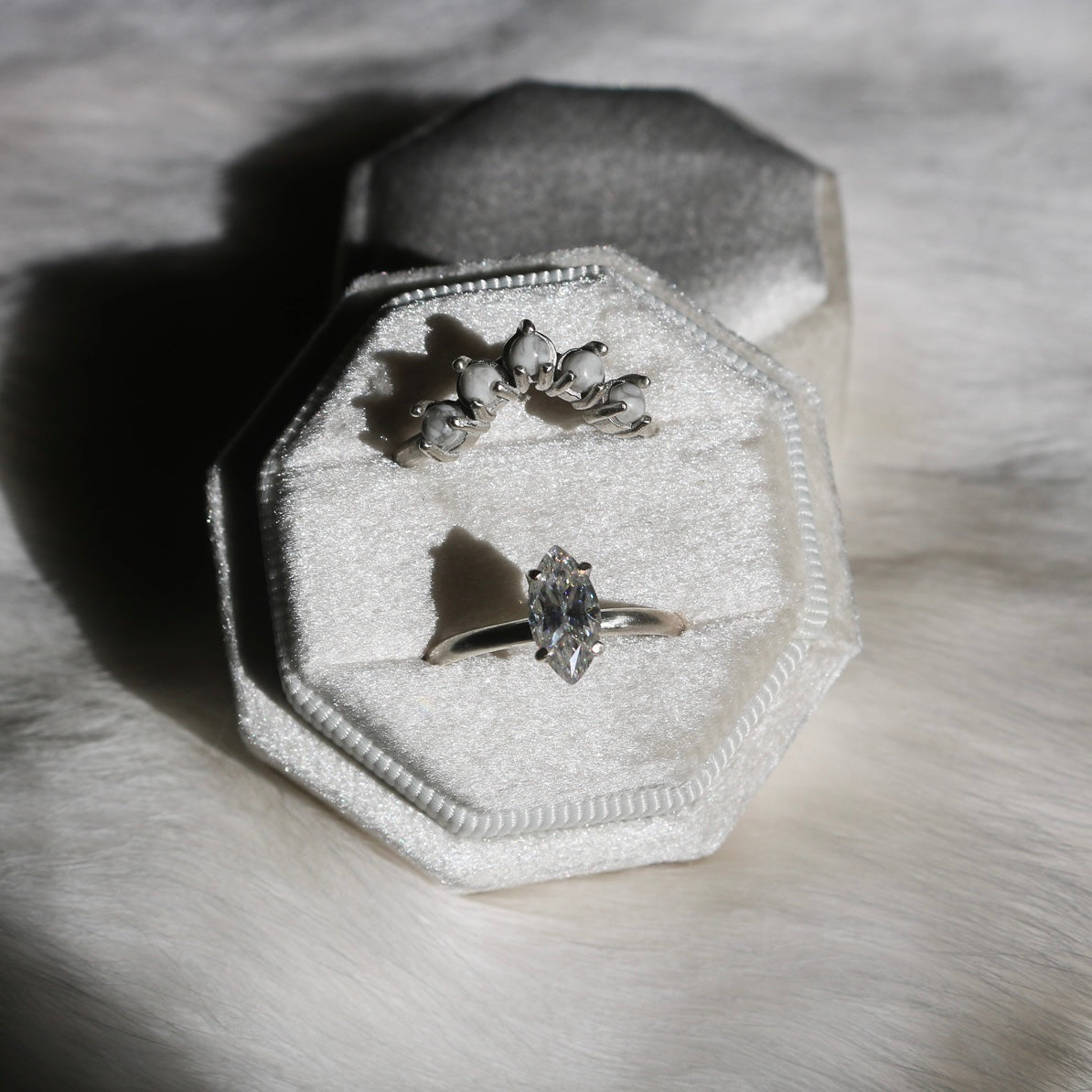 'Arabella' Curved ‘White Buffalo’ Ring // Made to Order