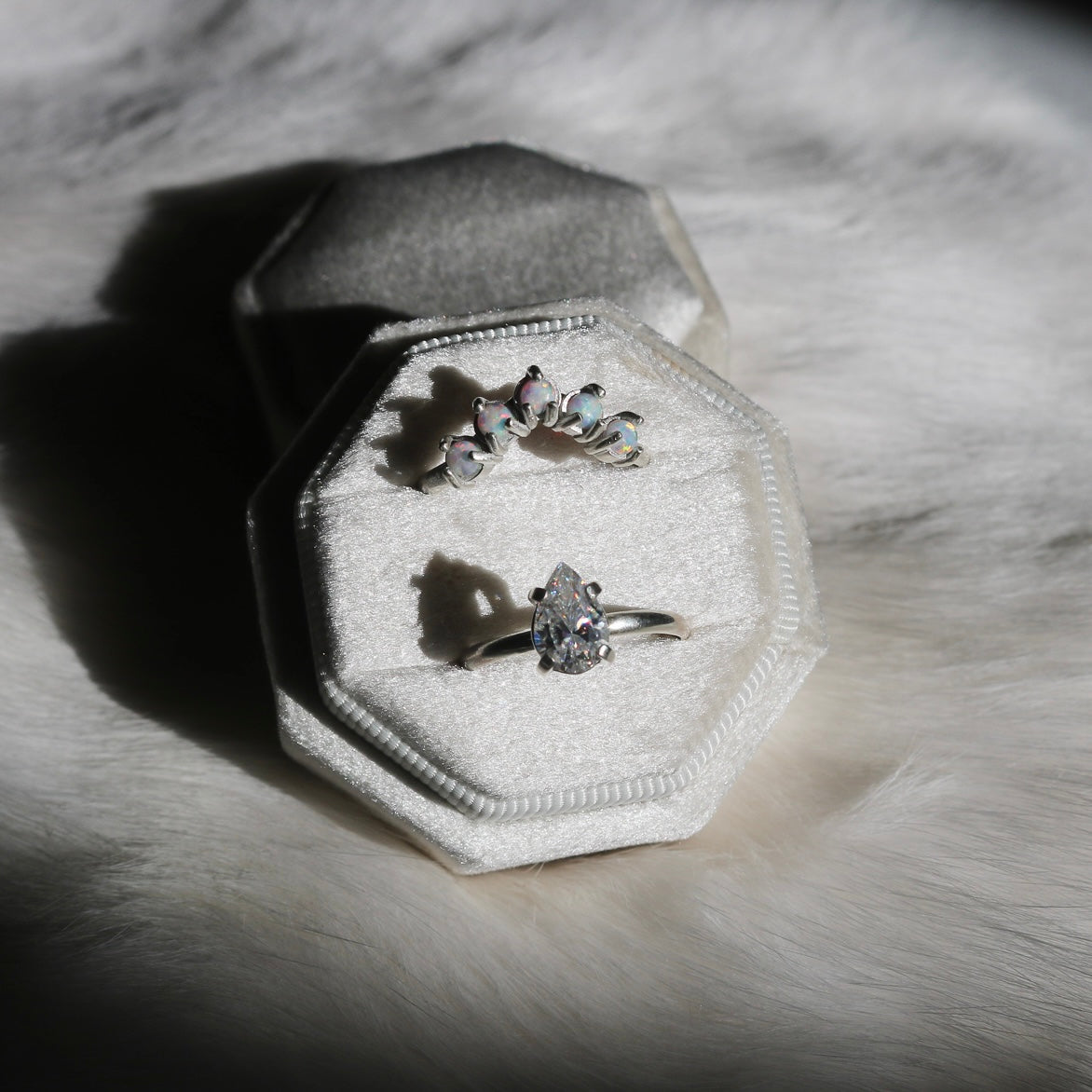 'Arabella' Curved White Opal Ring // Made to Order