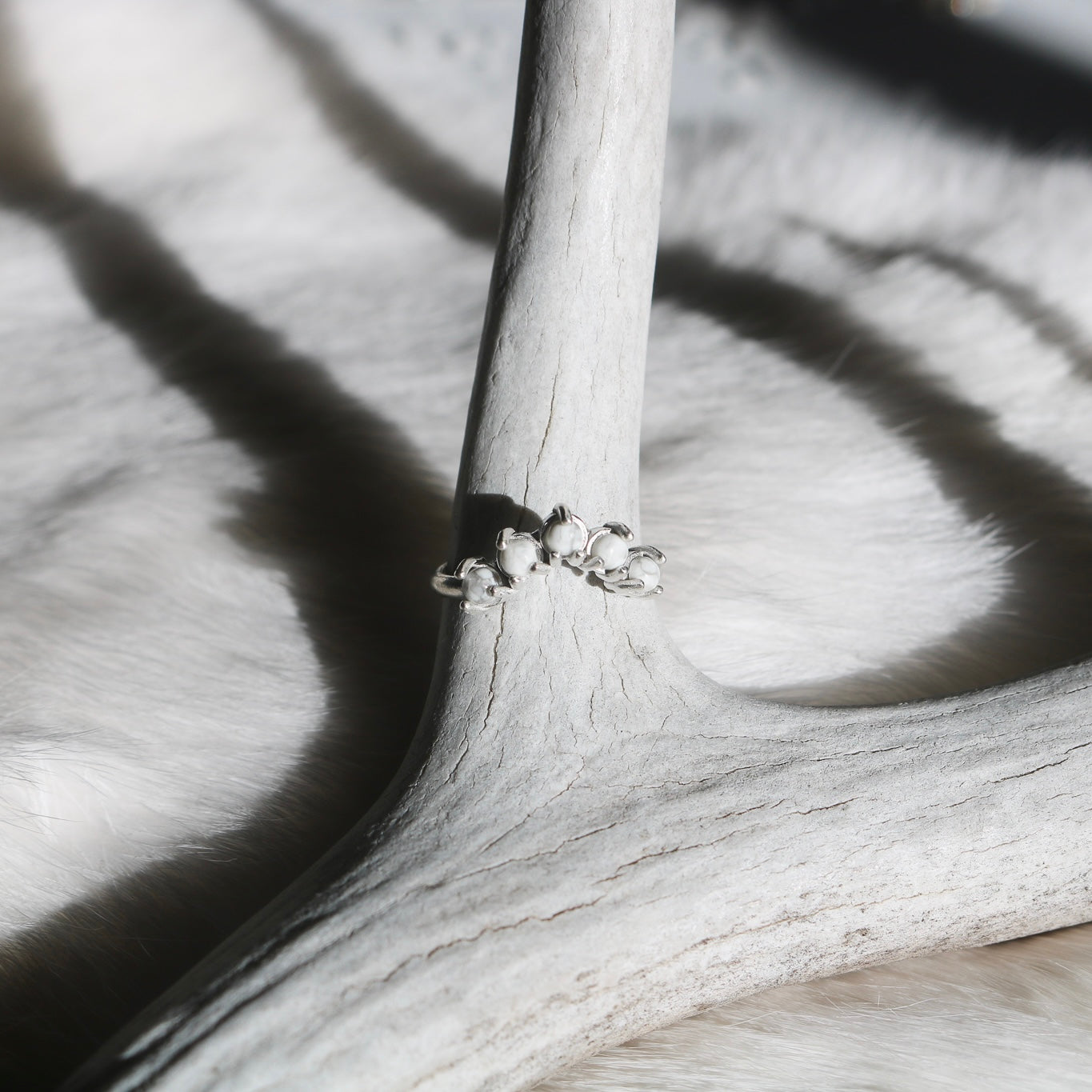 'Arabella' Curved ‘White Buffalo’ Ring // Made to Order