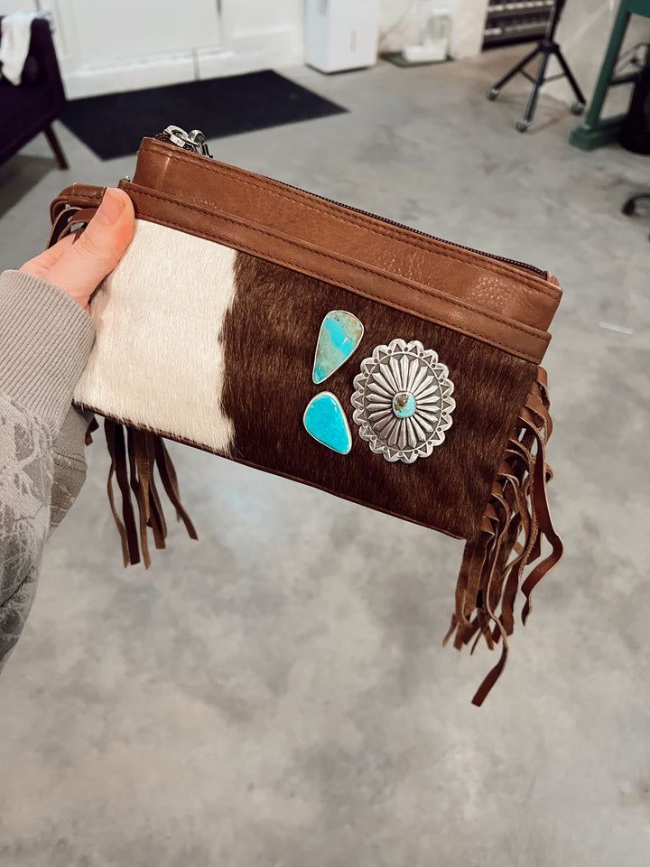 ‘Coyote Creek’ Kingman + Cowhide Wristlet // One of a Kind