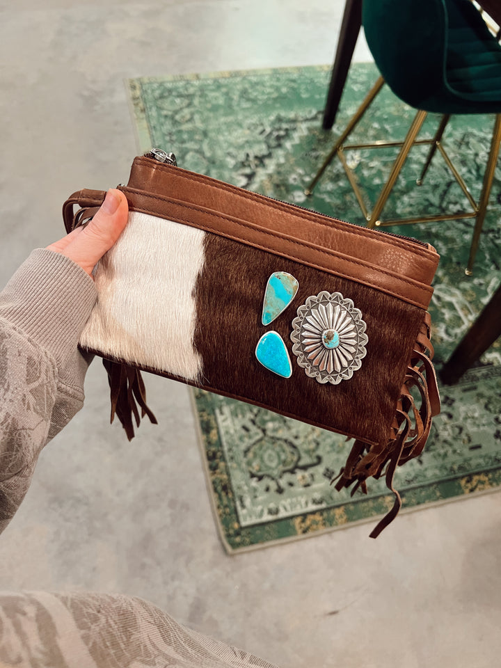 ‘Coyote Creek’ Kingman + Cowhide Wristlet // One of a Kind