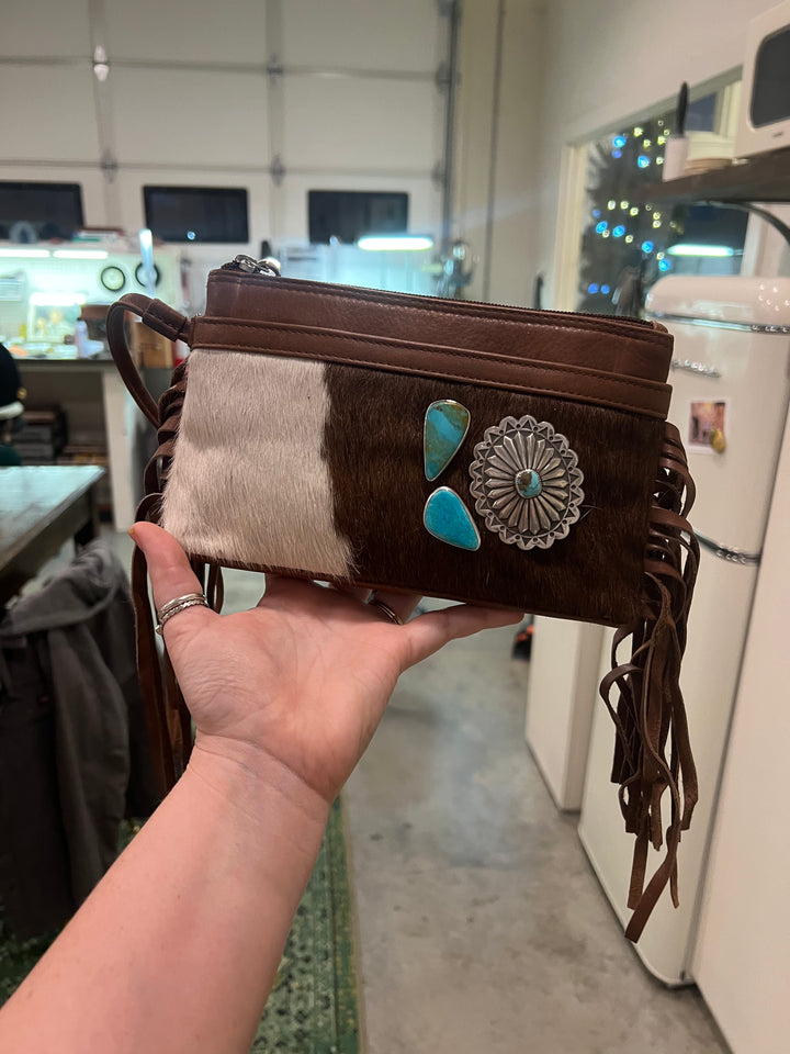 ‘Coyote Creek’ Kingman + Cowhide Wristlet // One of a Kind
