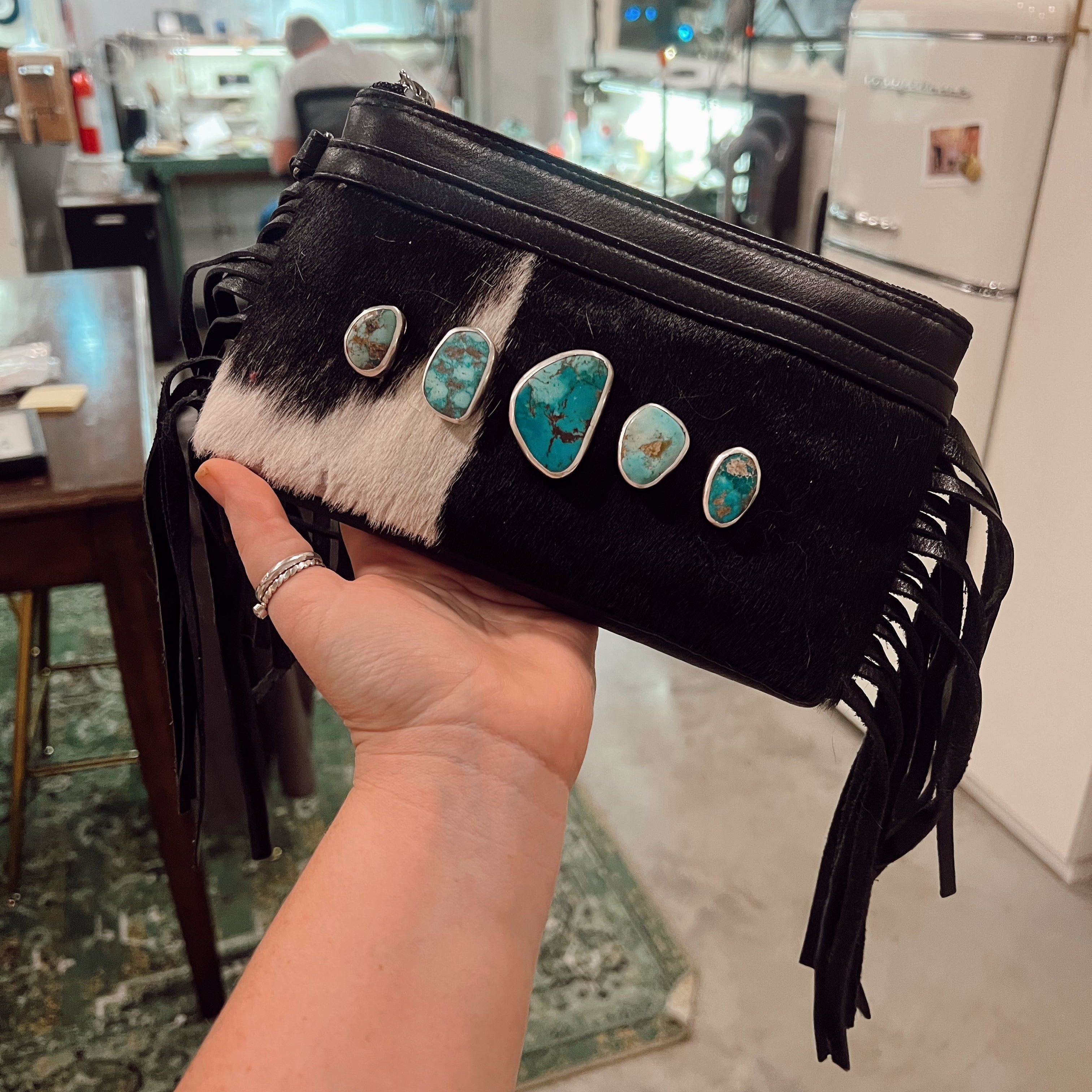 ‘High Plains’ Royston Turquoise + Cowhide Wristlet // One of a Kind