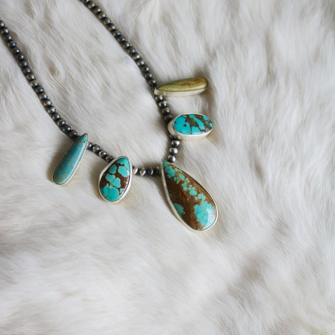 Number Eight Mine Turquoise + Navajo Pearl Statement Necklace