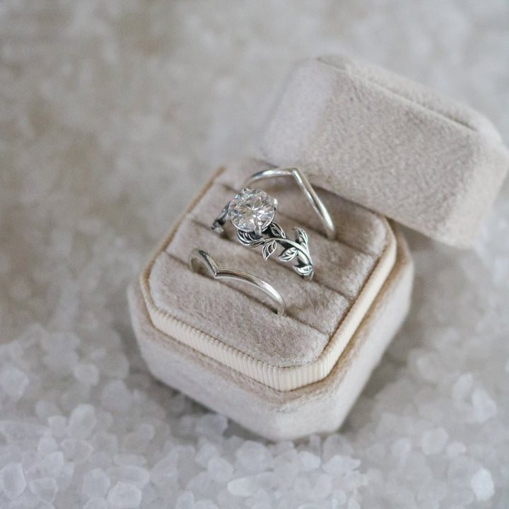 ‘Vivienne’ Brilliant Cut Moissanite Engagement & Wedding Ring Set // Made to Order