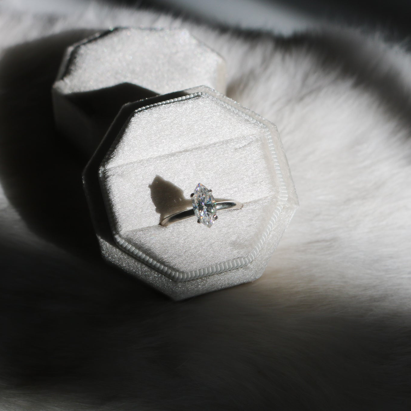 Marquise Cut Diamond Engagement Ring in Sterling Silver // Made to Order