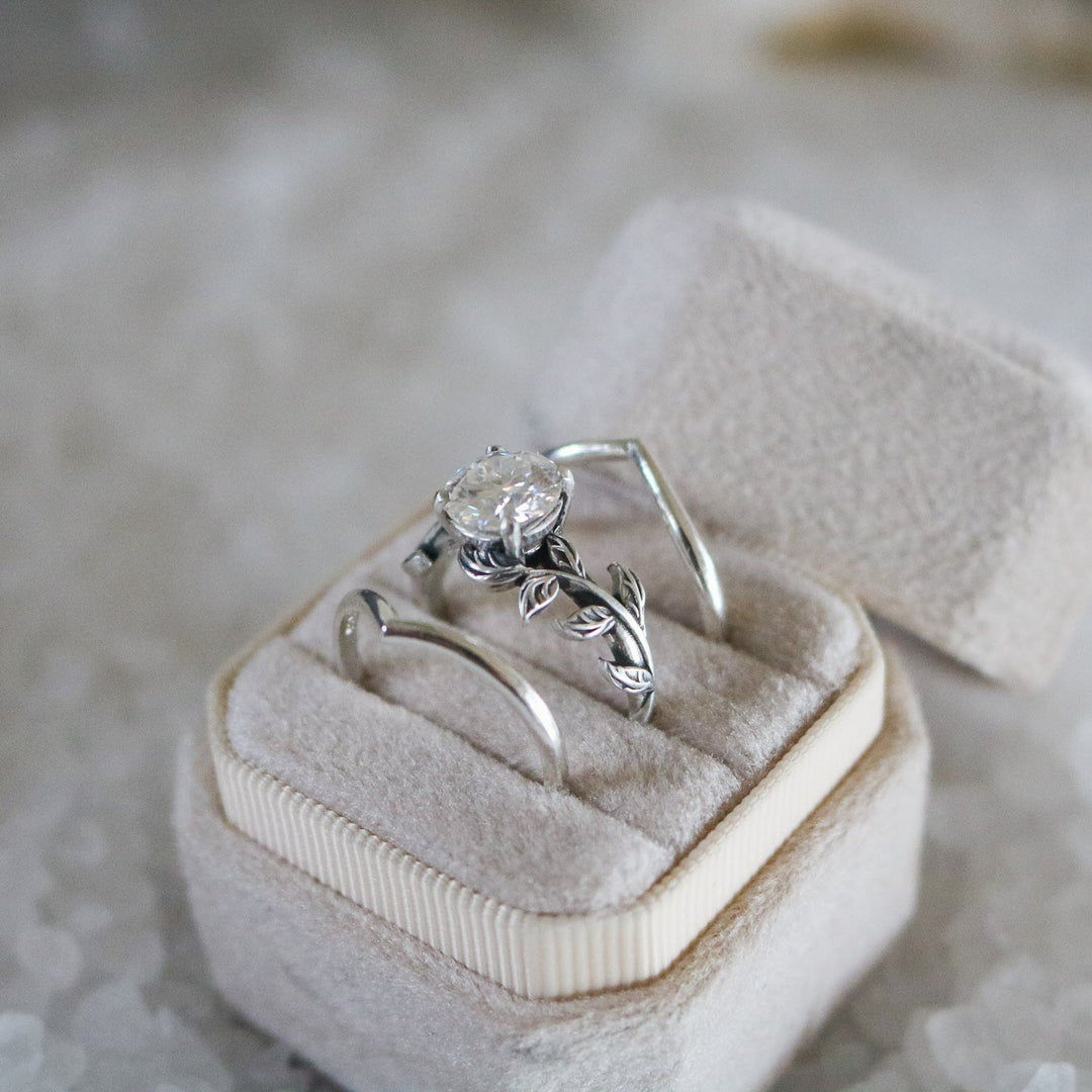 ‘Vivienne’ Brilliant Cut Moissanite Engagement & Wedding Ring Set // Made to Order