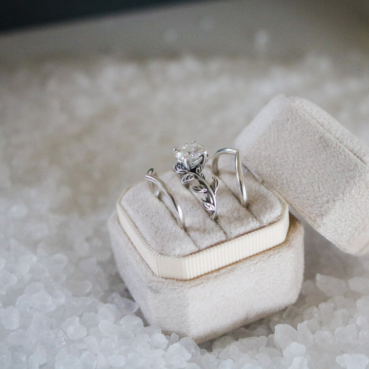 ‘Vivienne’ Brilliant Cut Moissanite Engagement & Wedding Ring Set // Made to Order