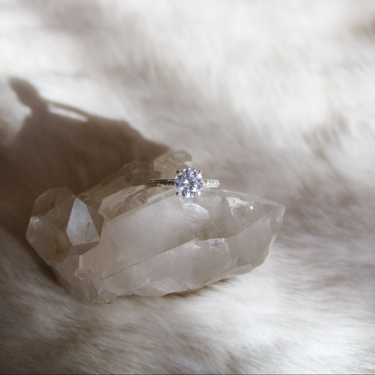 'Calista' Delicate Tooled Engagement Ring // Made to Order