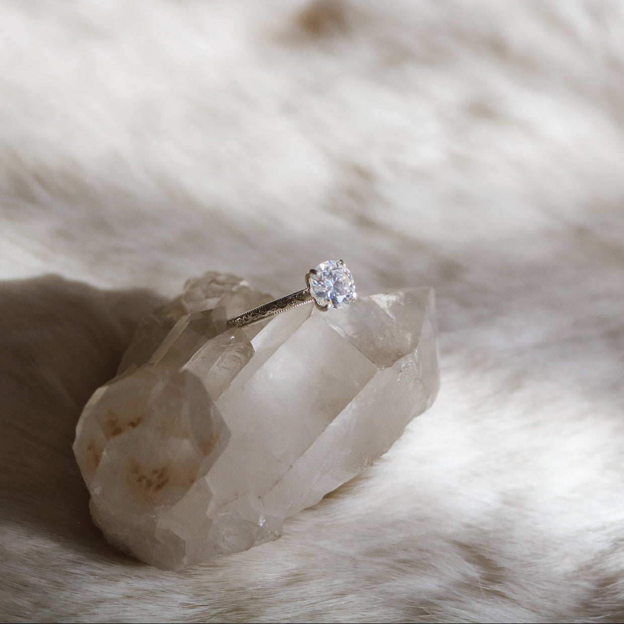 'Calista' Delicate Tooled Engagement Ring // Made to Order