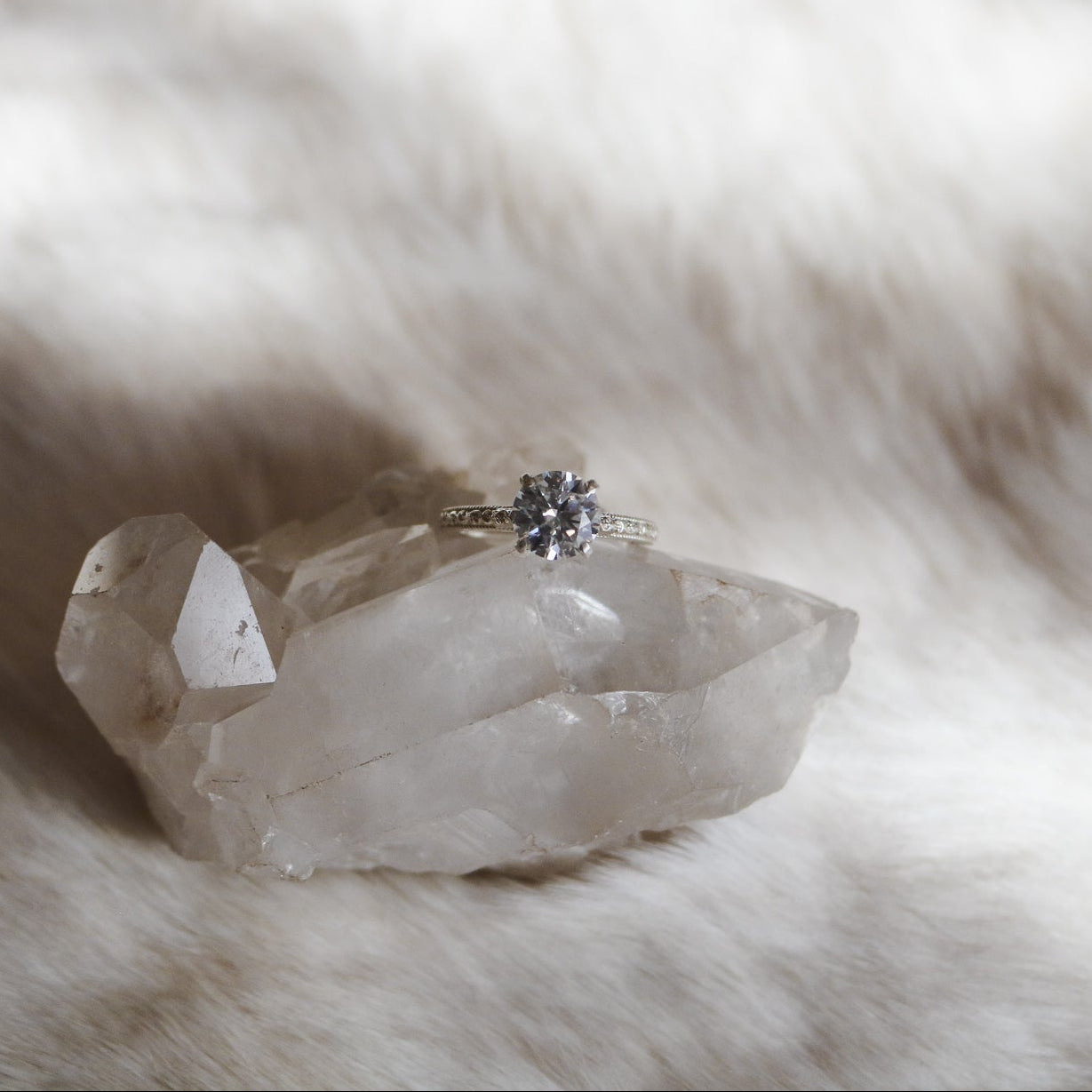 'Calista' Delicate Tooled Engagement Ring // Made to Order