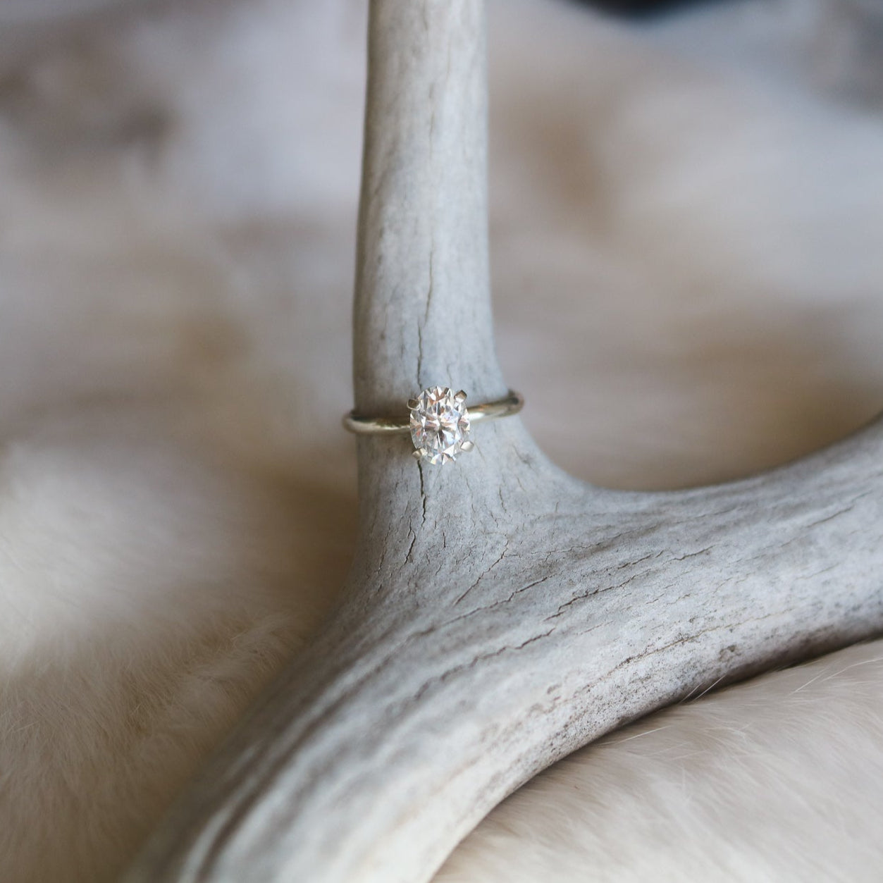 Oval Cut Diamond Engagement Ring in Sterling Silver // Made to Order