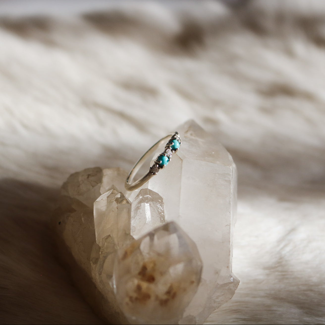 'Della' Turquoise + Moissanite Ring // Made to Order