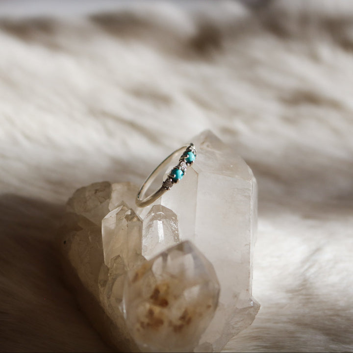 'Della' Turquoise + Moissanite Ring // Made to Order