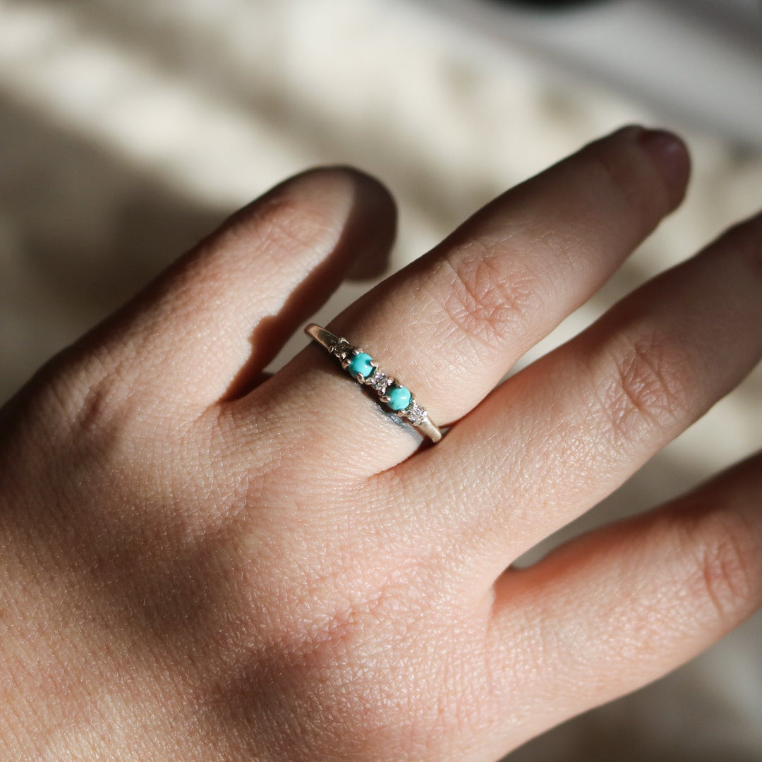'Della' Turquoise + Moissanite Ring // Made to Order