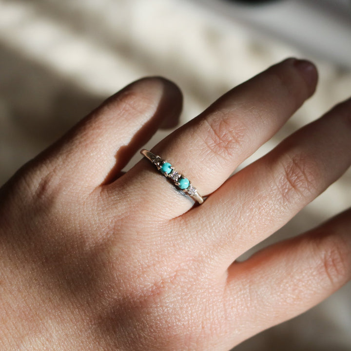 'Della' Turquoise + Moissanite Ring // Made to Order