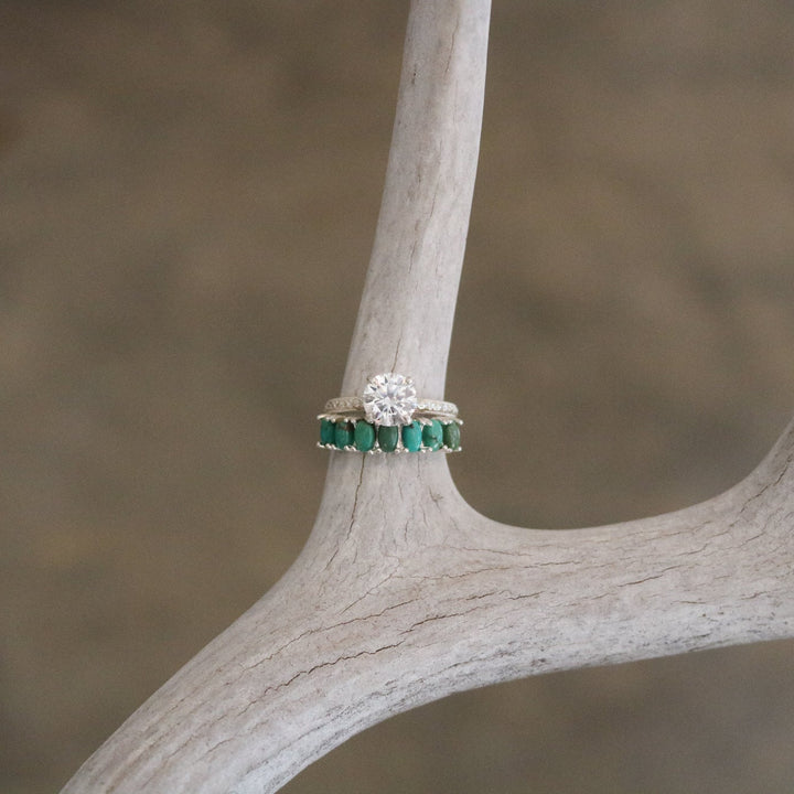 'Dixie' Diamond Engagement + Turquoise Wedding Ring Set // Made to Order