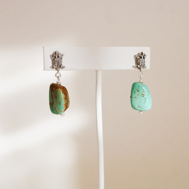 Horny Toad + American Turquoise Drop Earrings // One of a Kind