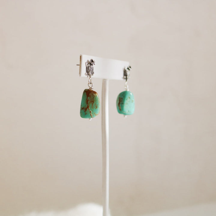 Horny Toad + American Turquoise Drop Earrings // One of a Kind