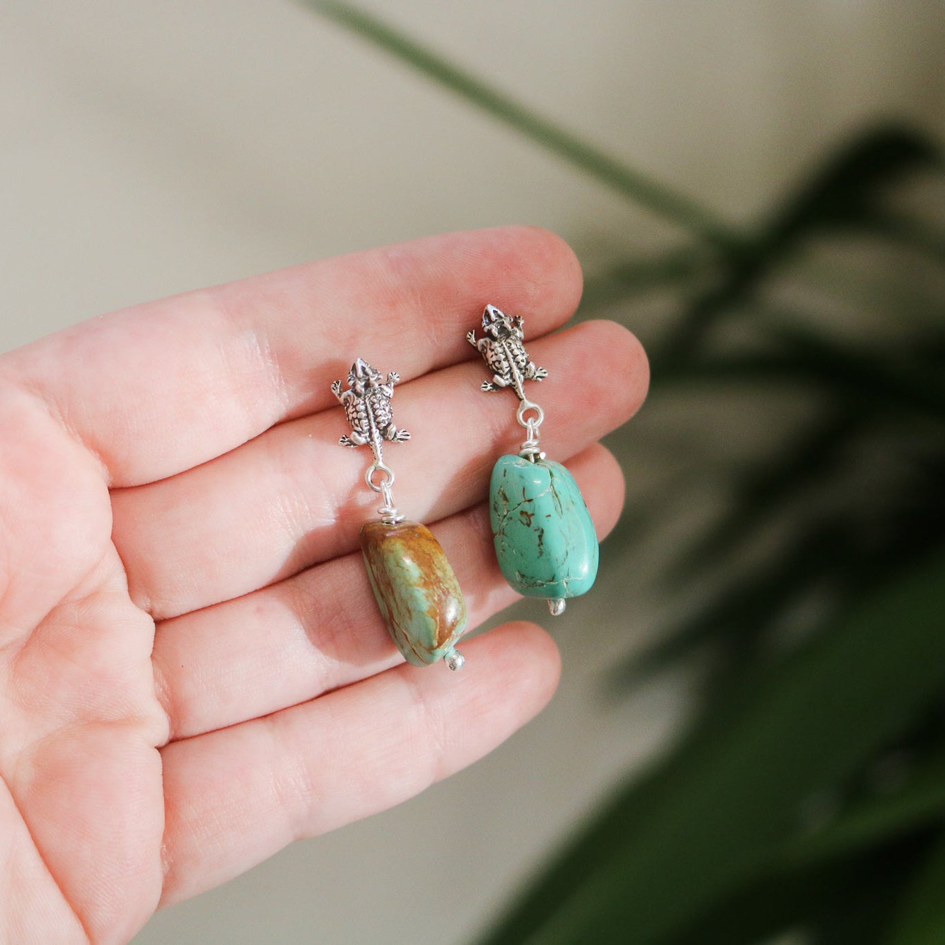 Horny Toad + American Turquoise Drop Earrings // One of a Kind