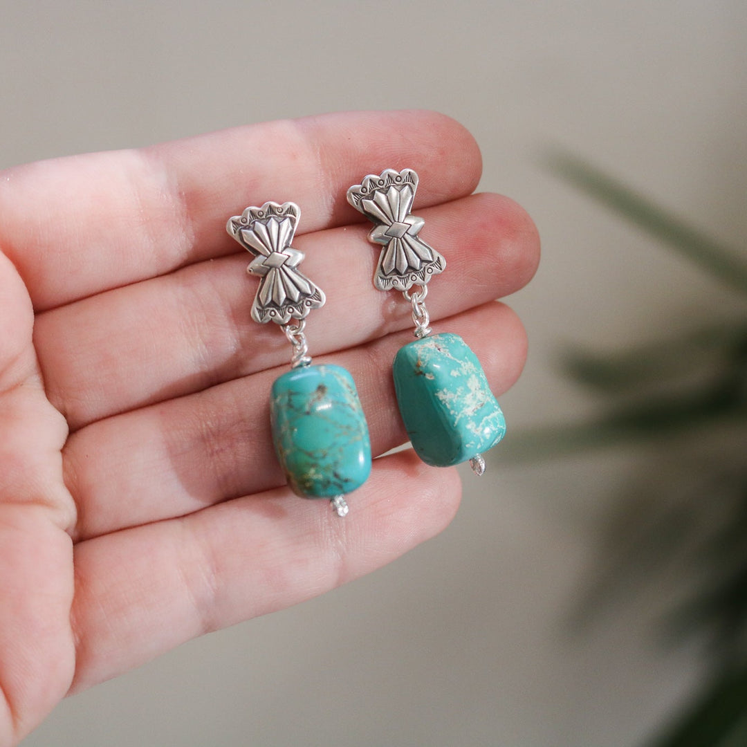 Butterfly Concho + American Turquoise Drop Earrings // One of a Kind