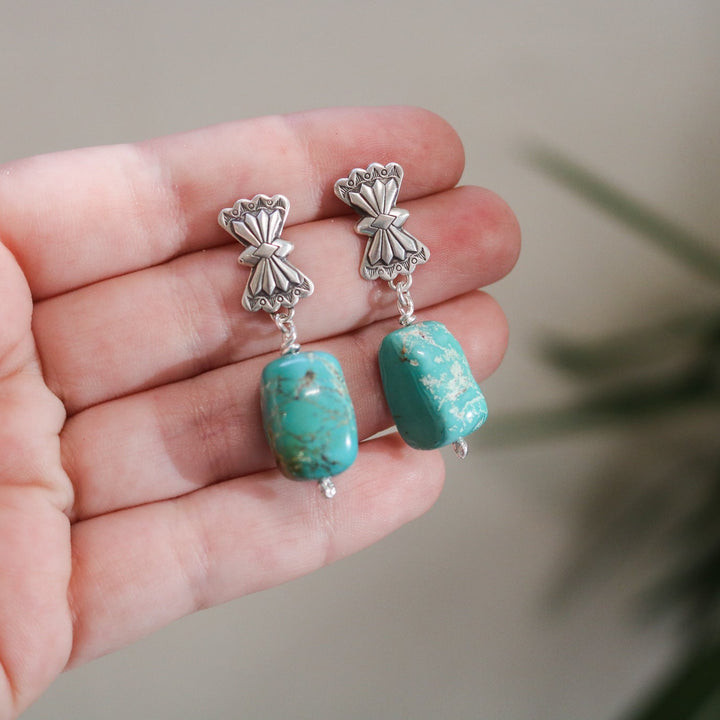 Butterfly Concho + American Turquoise Drop Earrings // One of a Kind