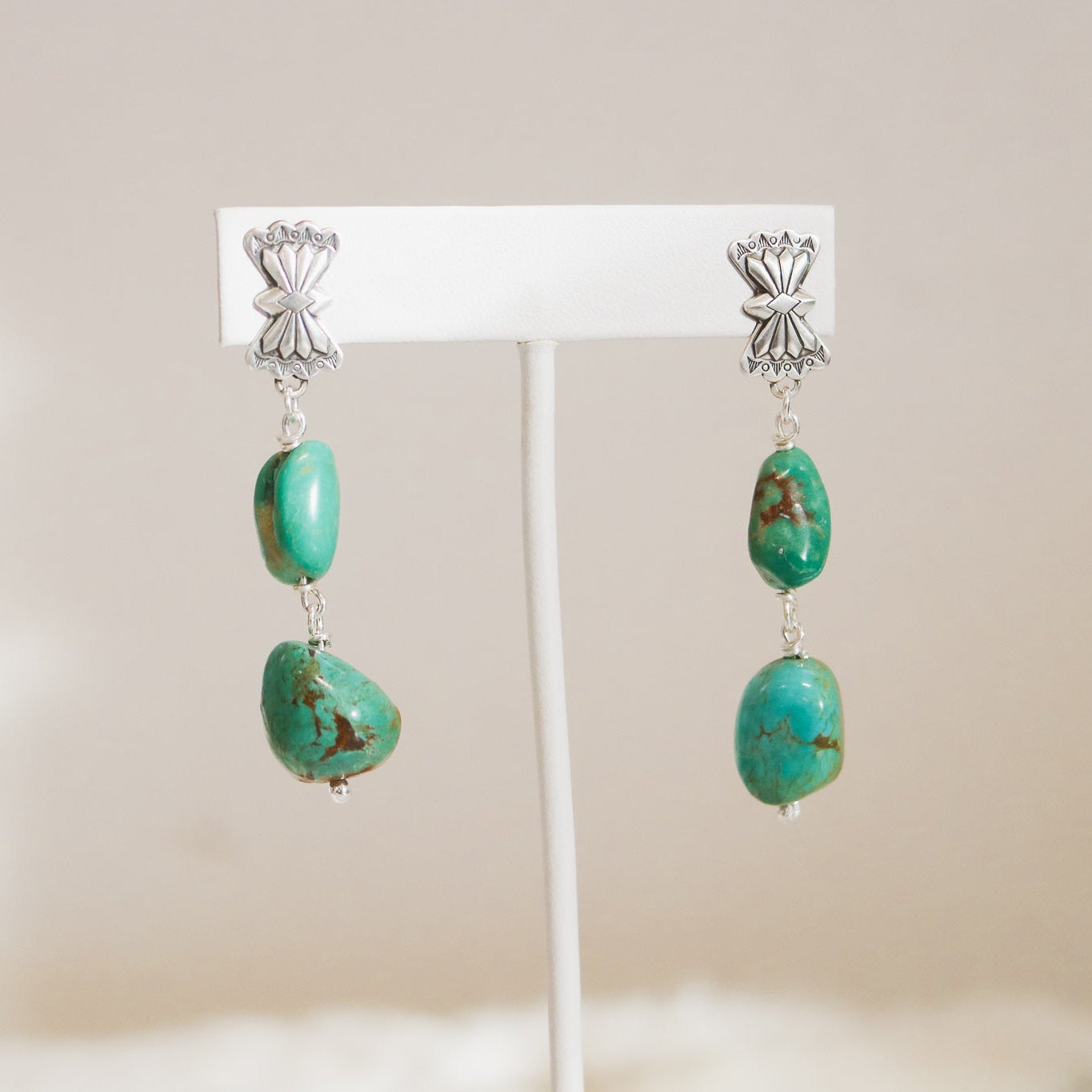Butterfly Concho + American Turquoise Double Drop Earrings // One of a Kind