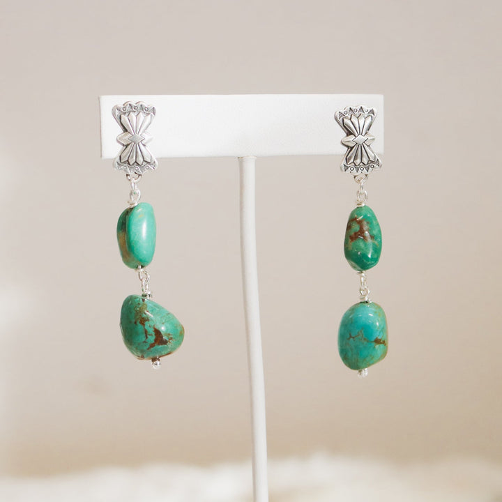 Butterfly Concho + American Turquoise Double Drop Earrings // One of a Kind