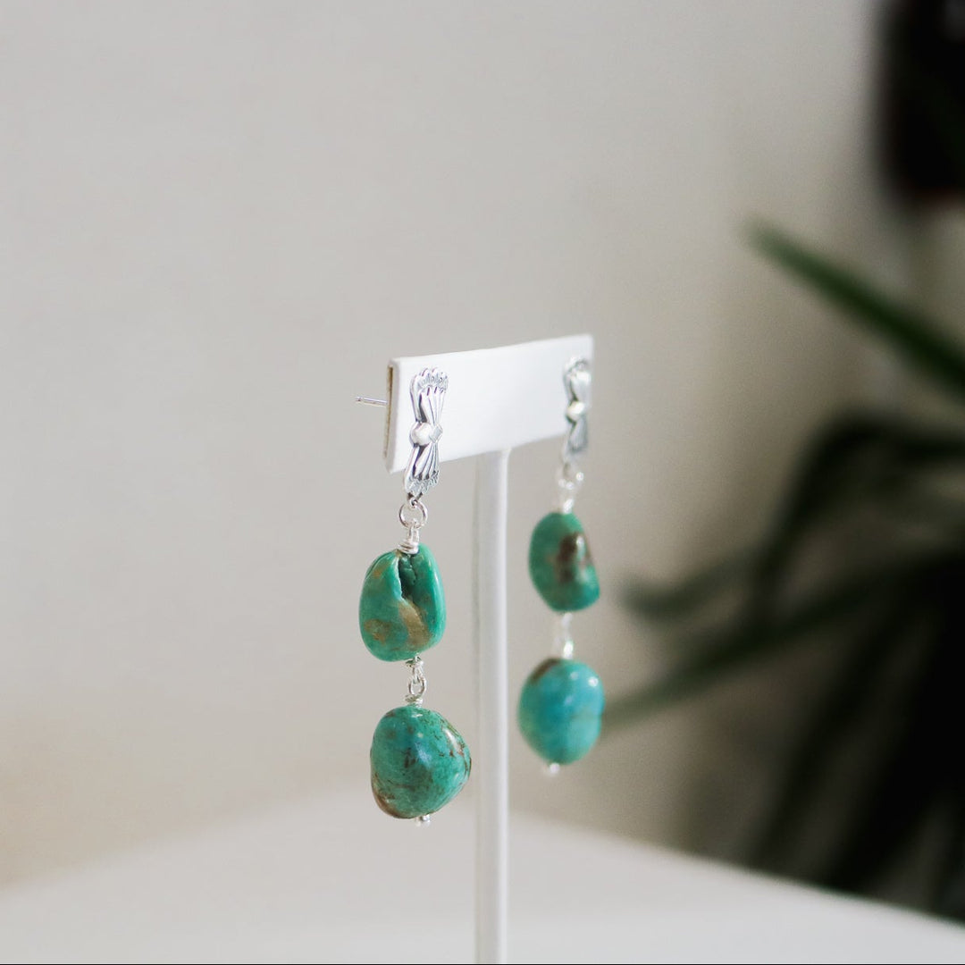 Butterfly Concho + American Turquoise Double Drop Earrings // One of a Kind