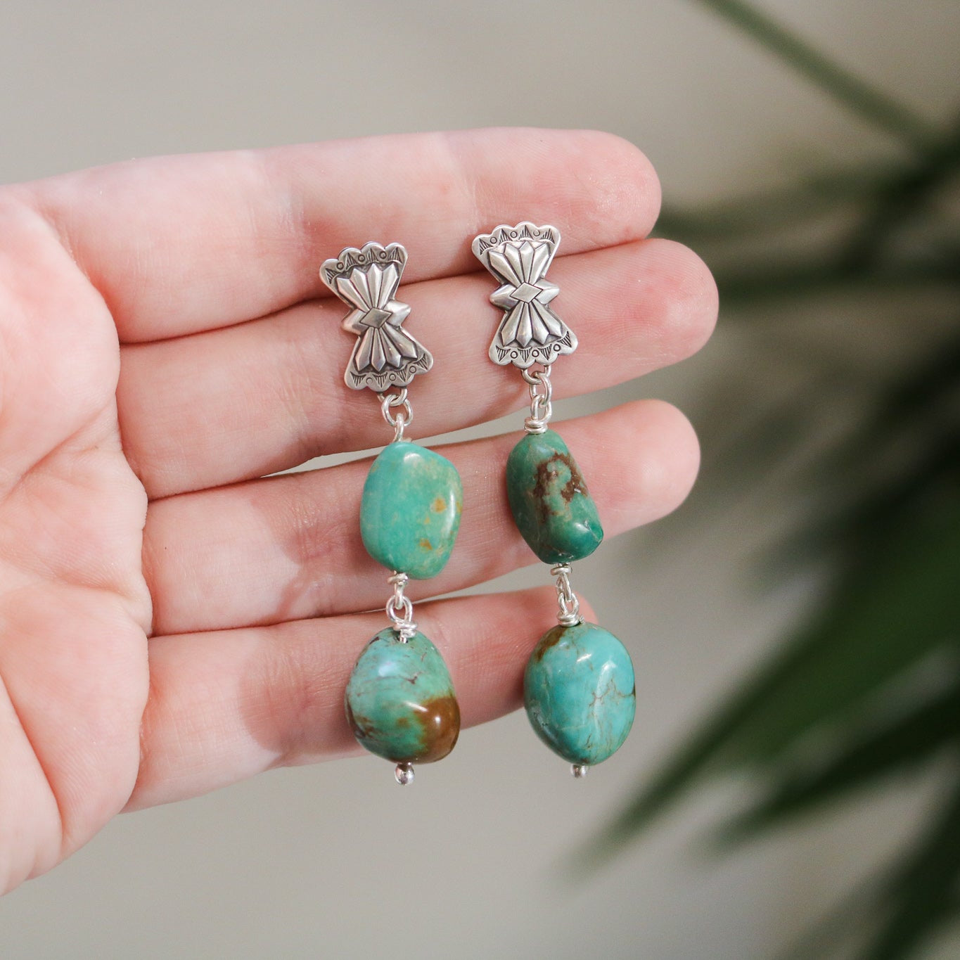 Butterfly Concho + American Turquoise Double Drop Earrings // One of a Kind