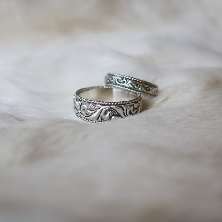 'Oak Ridge' Women's Western Tooled Stacking Ring Band // Made to Order