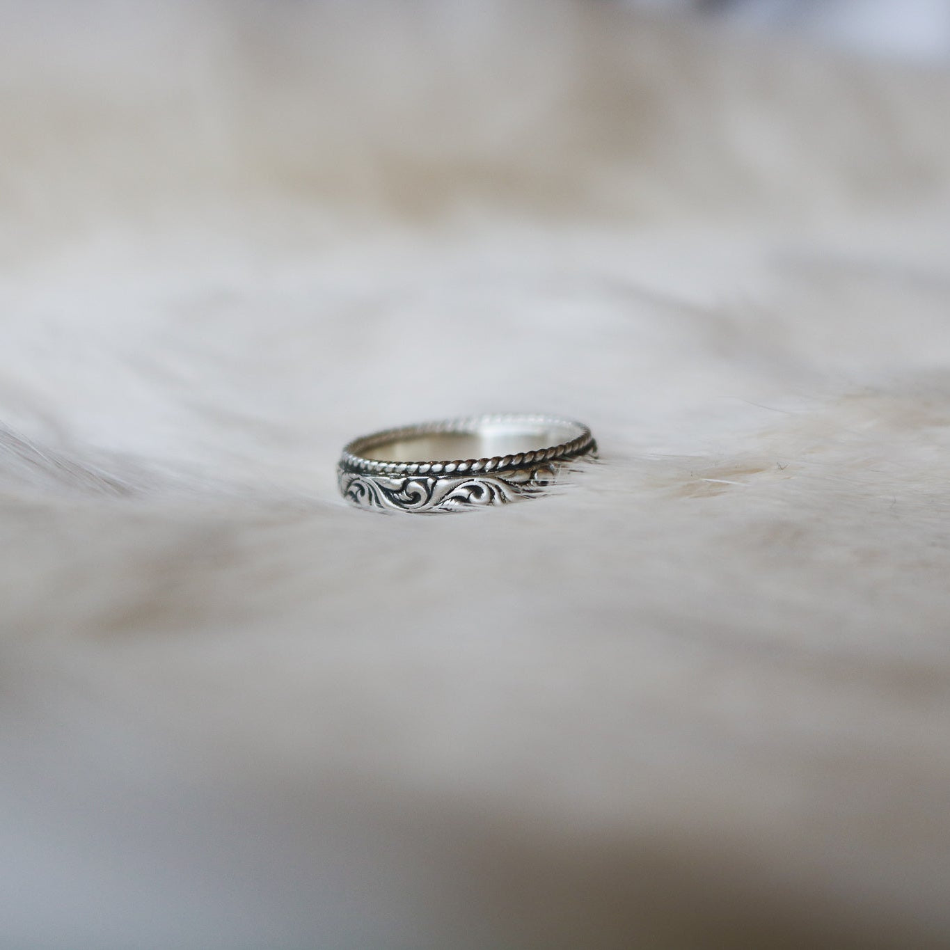 'Oak Ridge' Women's Western Tooled Stacking Ring Band // Made to Order