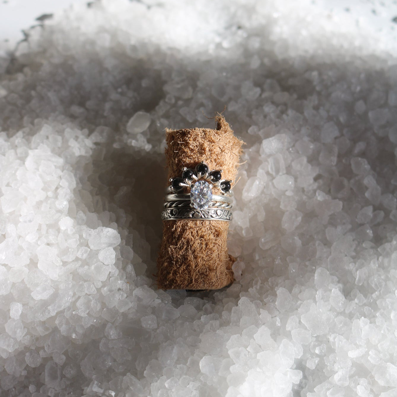 'Serena' Diamond + Onyx Wedding Ring Set // Made to Order